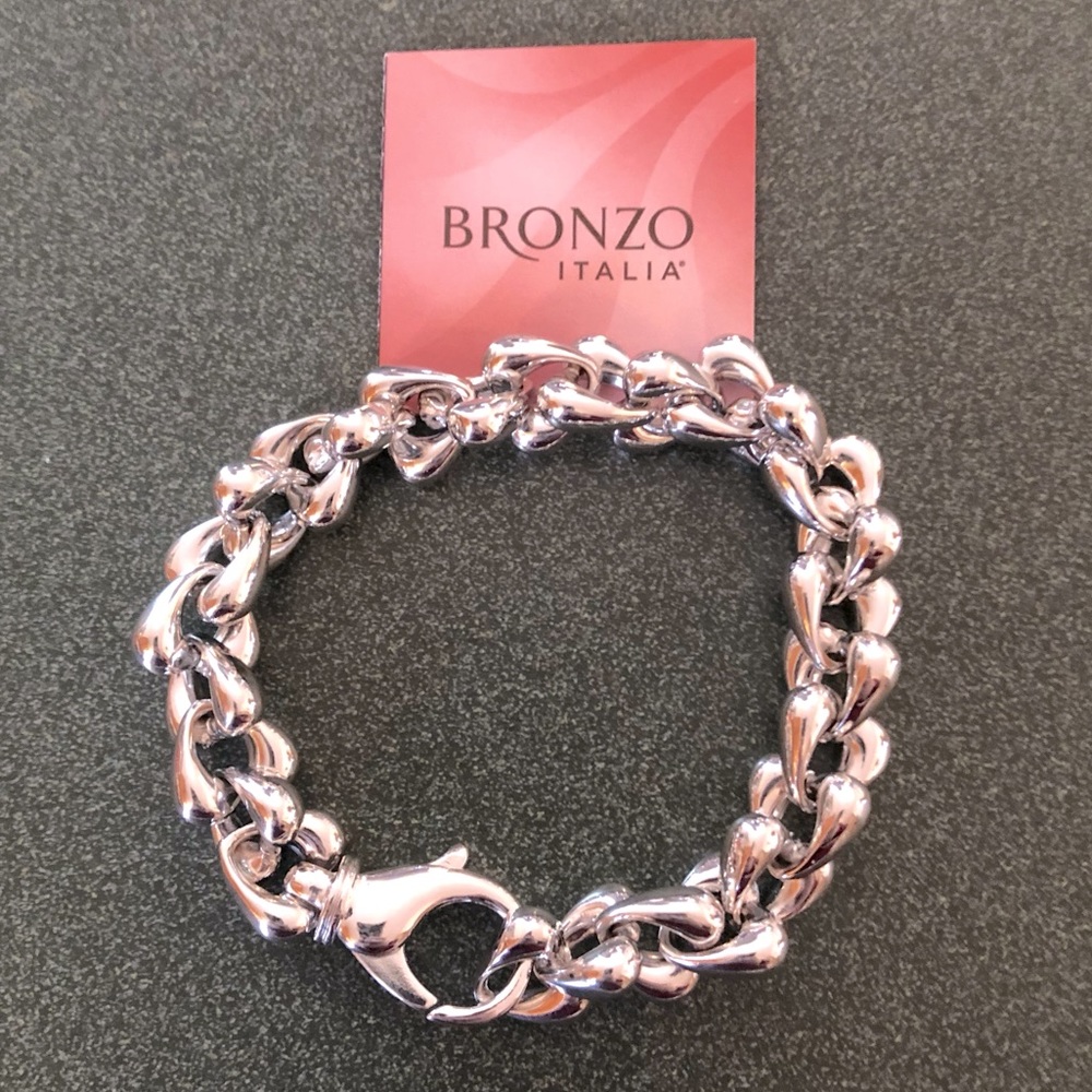 EUC Bronzo Italia Polished Status Teardrop Rolo Link Bracelet